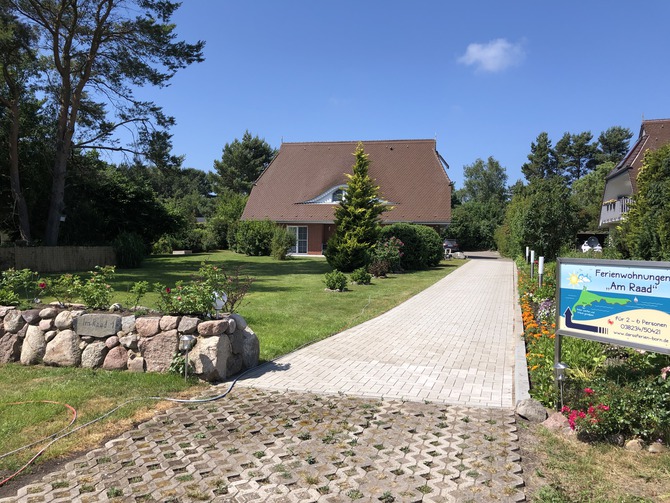 Ferienwohnung in Born a. Darß - Am Raad FeWo Kranich - Blick von der Straße auf das Grundstück